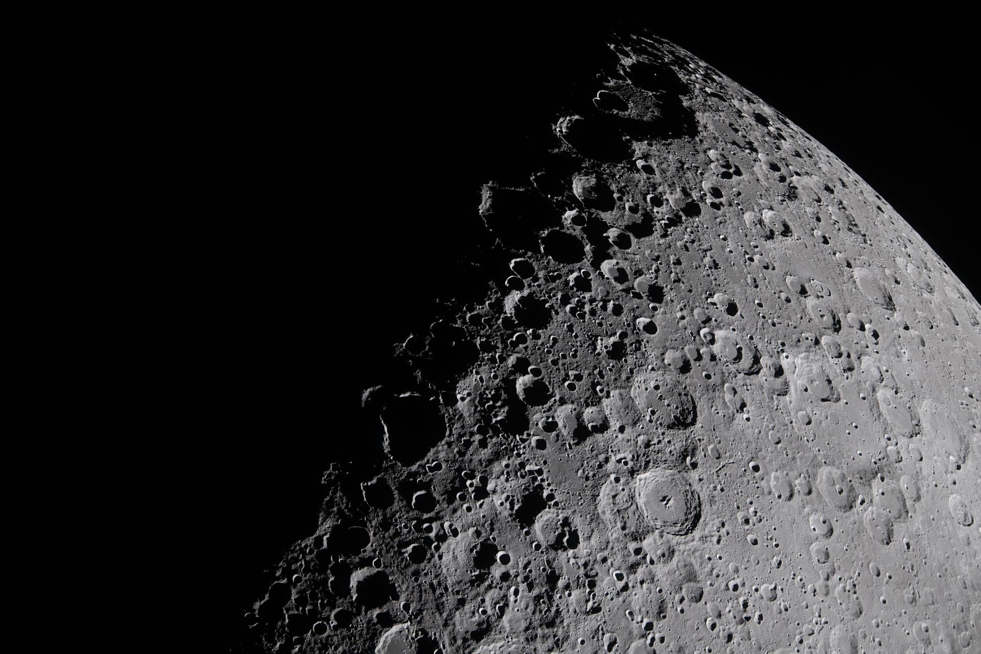 A detailed image of the texture of the Moon's surface, photographed during the Artemis II mission