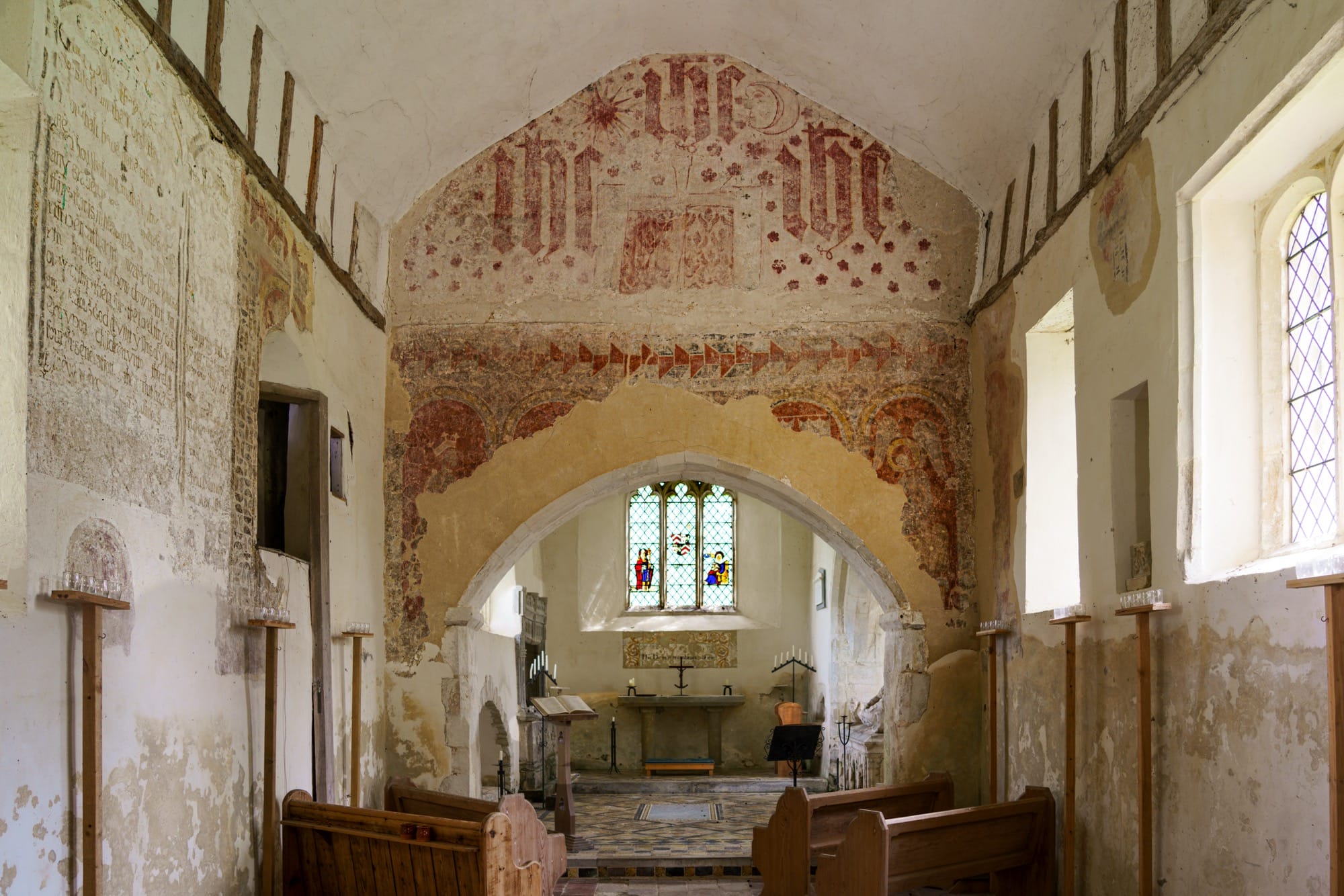 medieval murals inside of a church